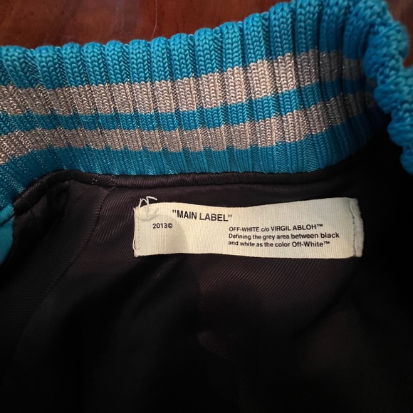 Off White Blue Bomber Jacket - Picture 7 of 9